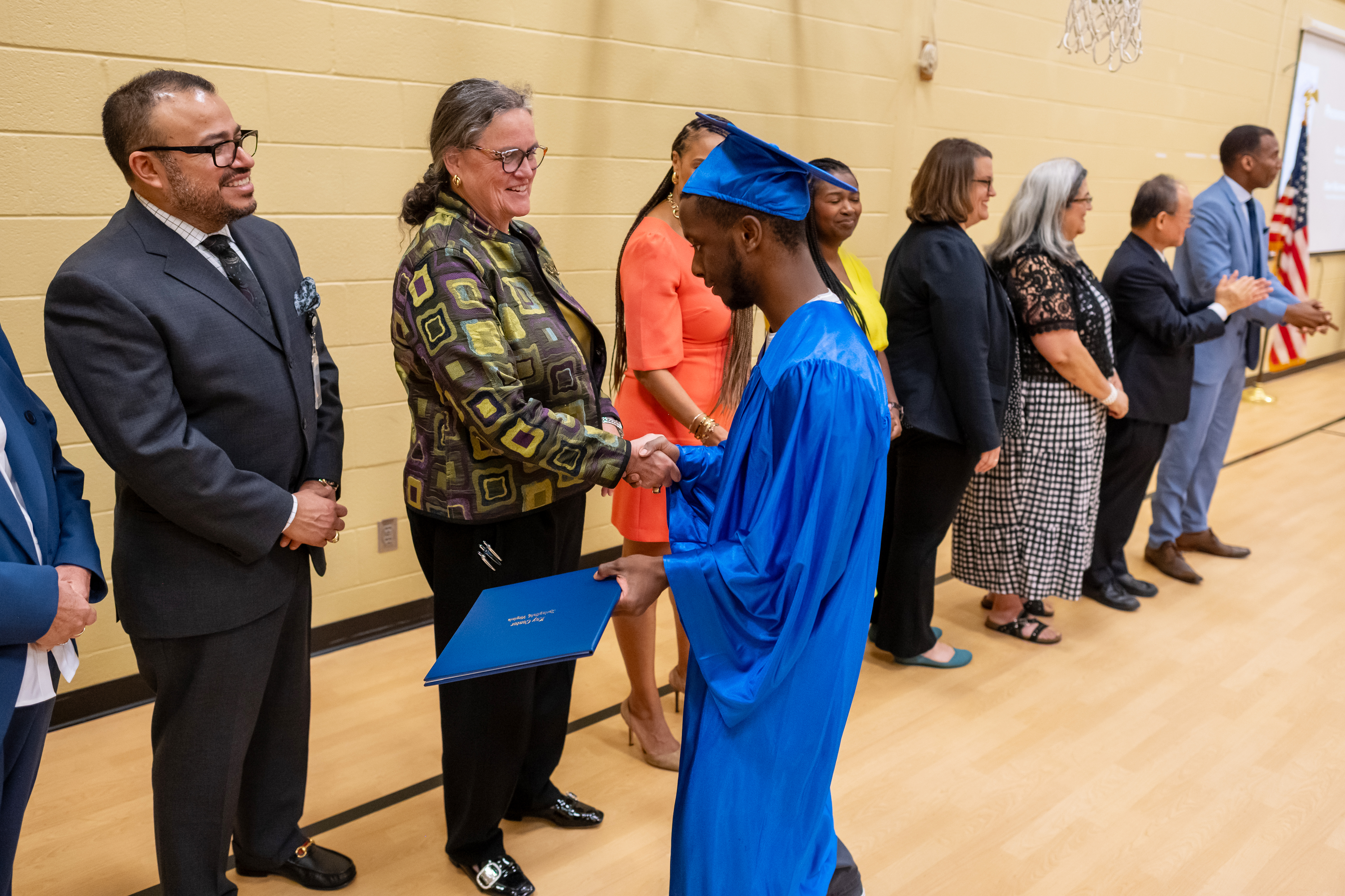 Dr. Reid congratulates a student at the Key Center Class of 2024 graduation