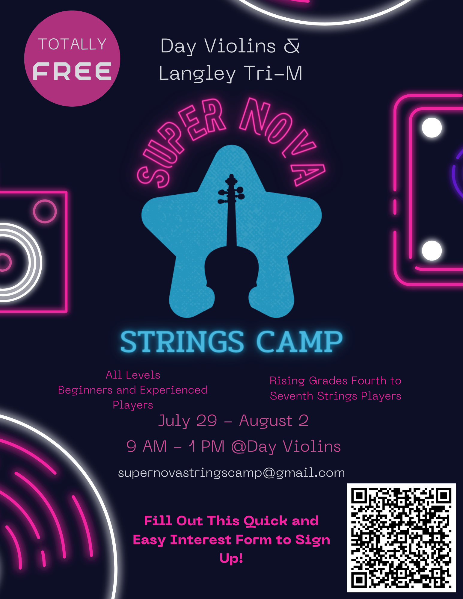 SuperNova Strings Camp Flyer