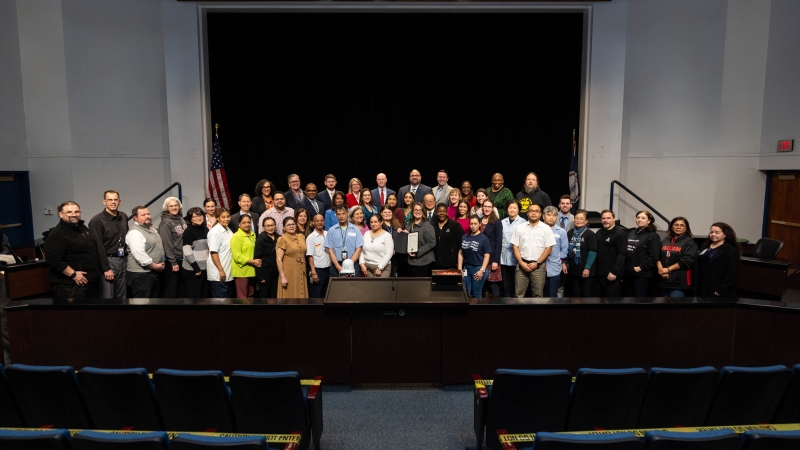 School Board Members join custodians, Food and Nutrition Services personnel, staff, community members, and guests in attendance for the 