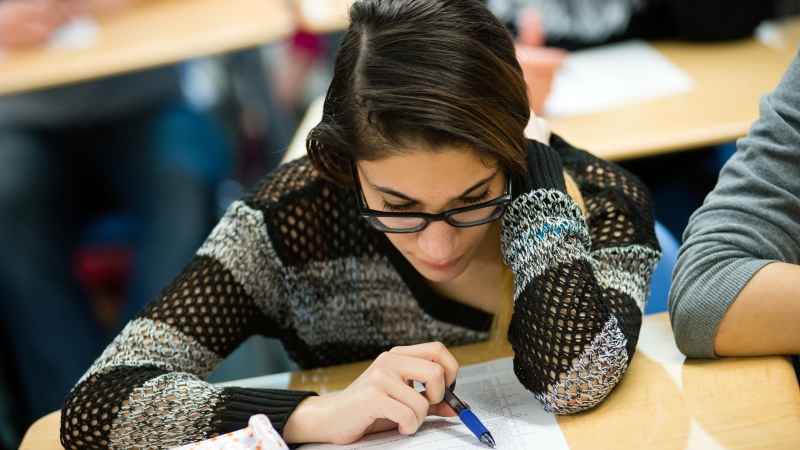 Female student taking a test