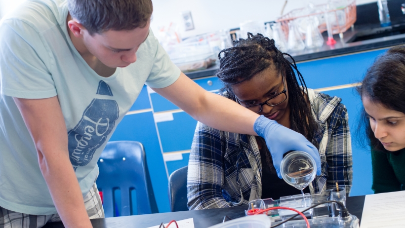 students in science lab