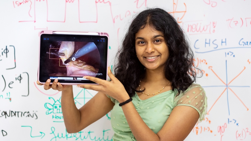 Pravalika Gayatri Putalapattu displays her award-winning program. 