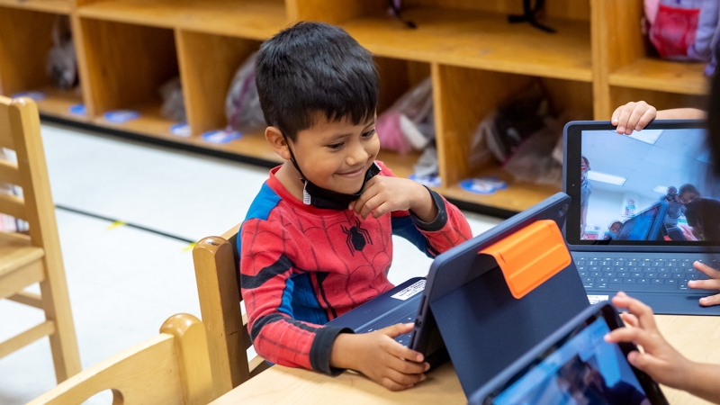 Young Student using an iPad.