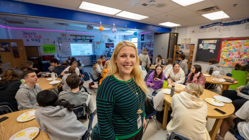 FCPS's Neurodiversity Specialist in a classroom of high school studets from West Potomac High School