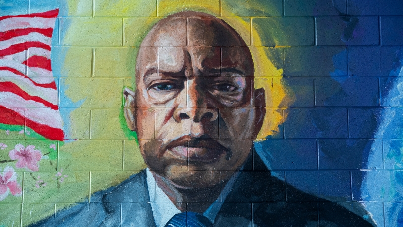 Image of John Lewis from the mural