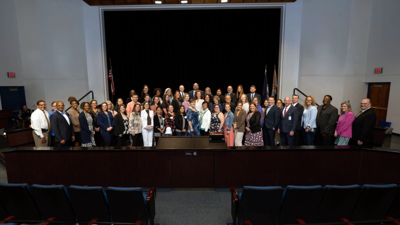 School Board Members join Members of the Fairfax City School Board, Superintendents Reid and Platenberg, the Leadership Team, and 2023-2024 National Board Certified Teachers.