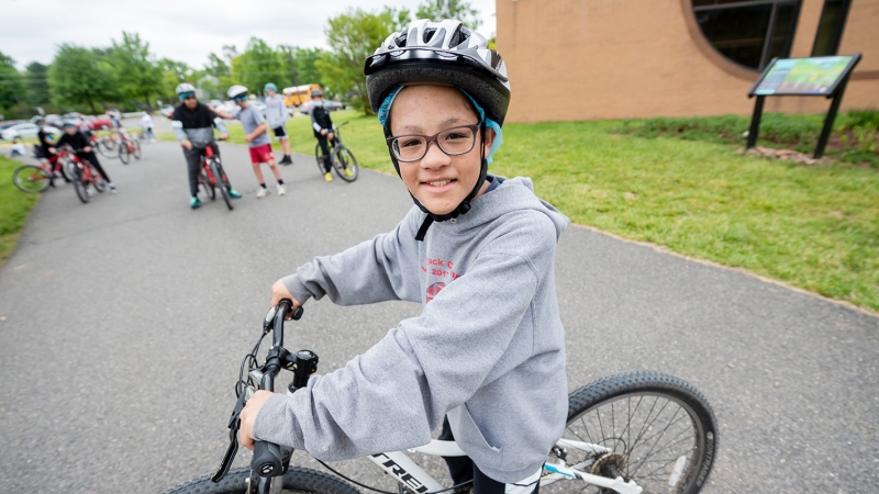 a boy on his bike