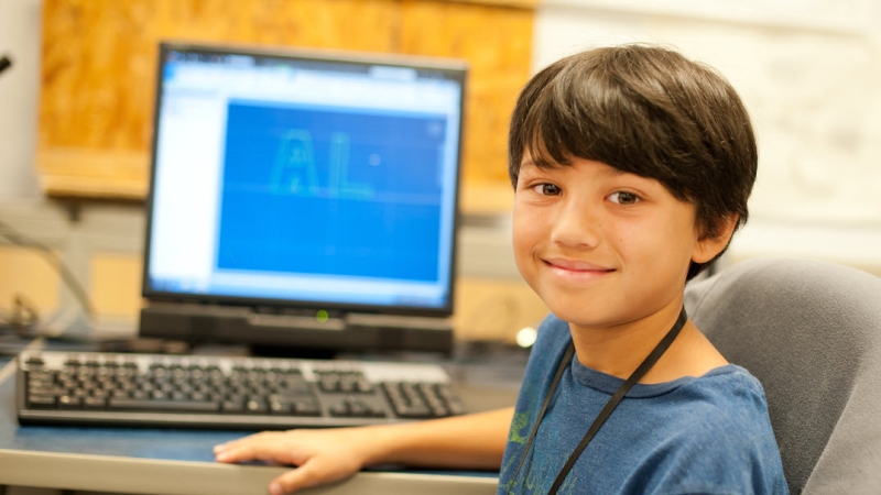 Student working on a computer