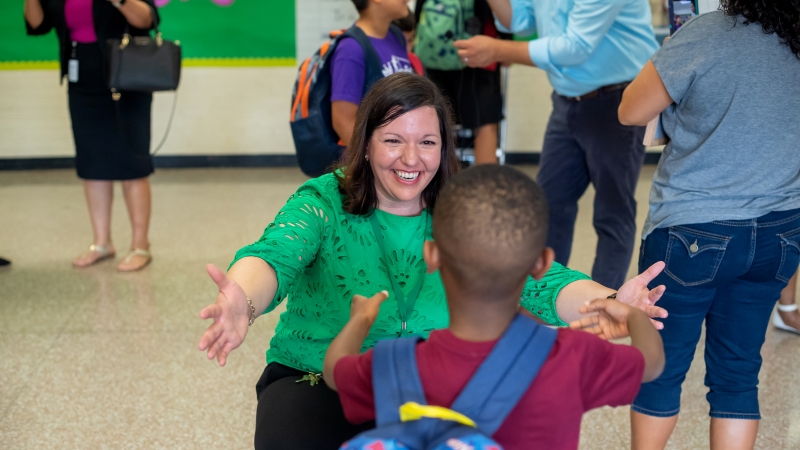 Forestdale Principal Gives Hugs to Students