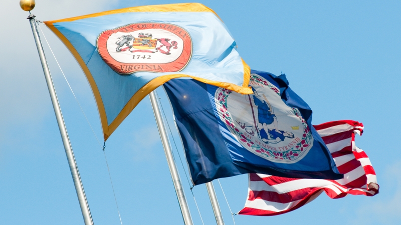 Fairfax County, Fairfax County Government, and United States Flags