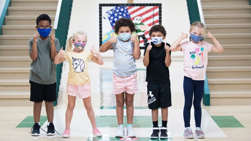 students in hallway