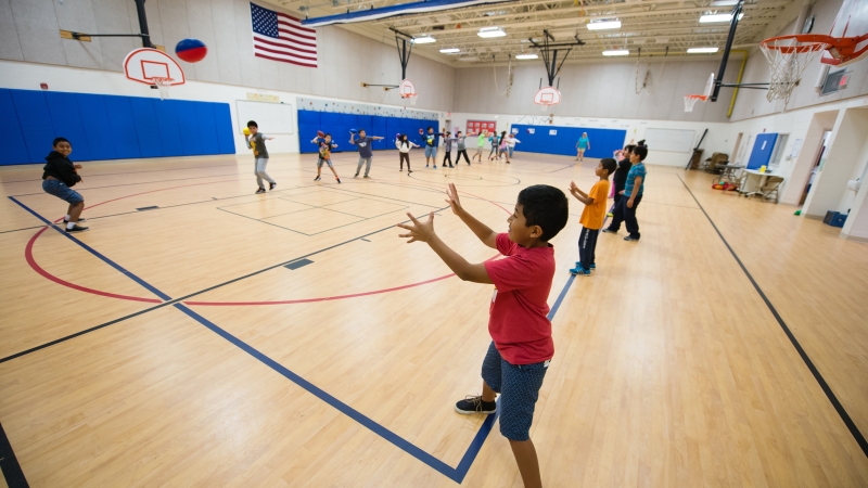 Kids playing in gymnasium