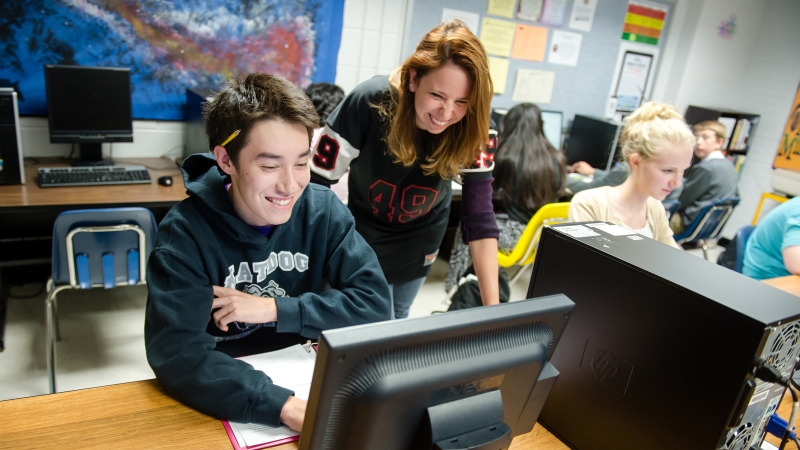 Students and Teacher in the computer lab