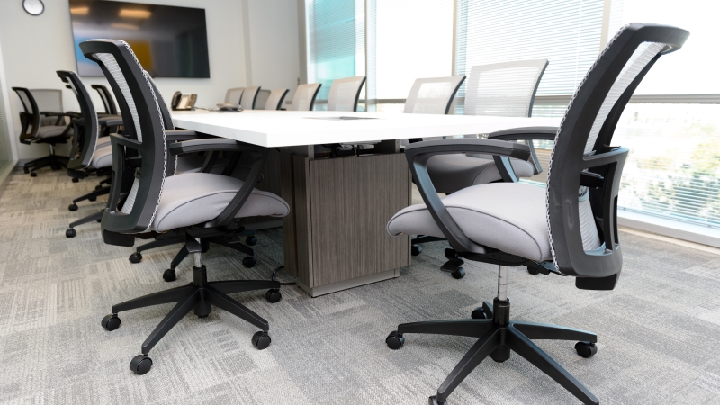 Conference room with table and chairs