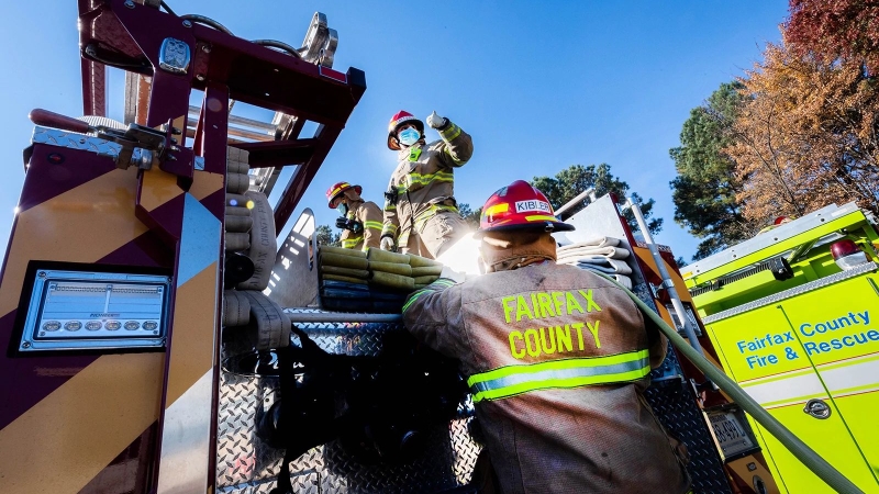 students from the firefighting class at Chantilly Academy