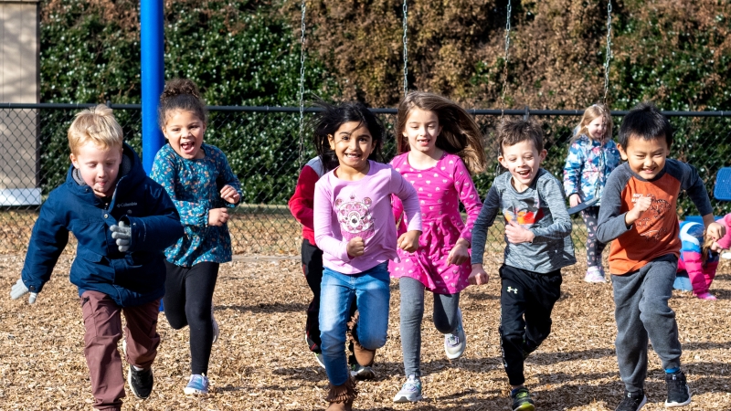 Students running outside