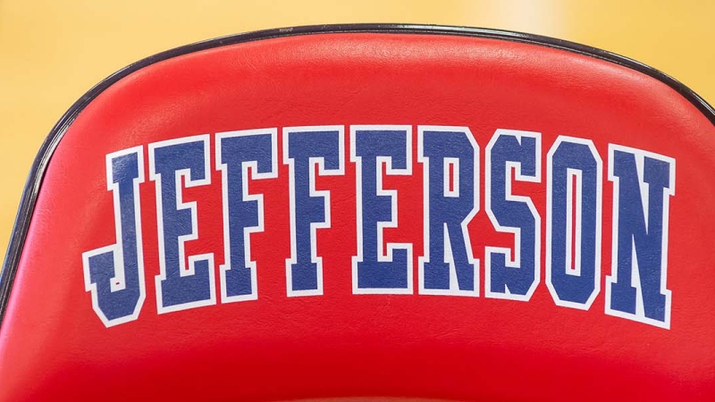 Jefferson logo on a folding chair