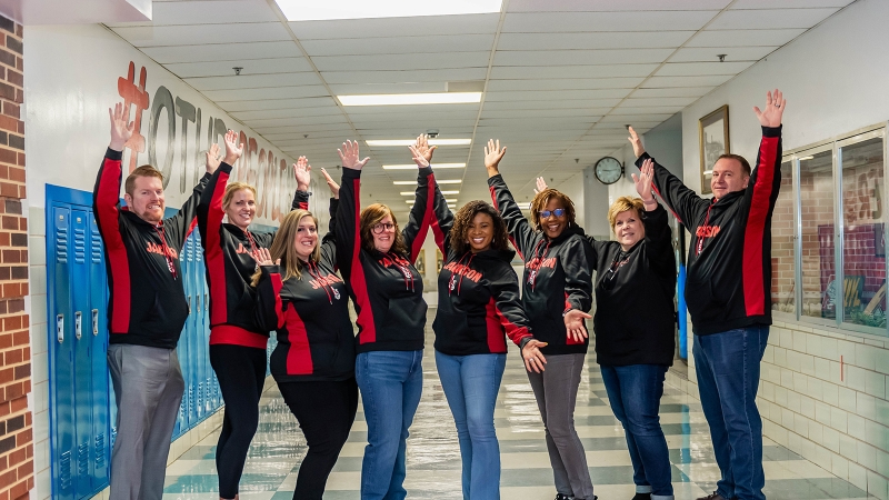 several staff members from Jackson Middle School standing together