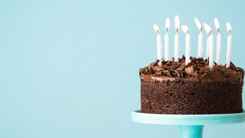 chocolate birthday cake with candles