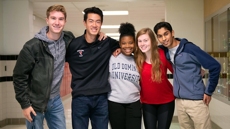 Group of high school students smiling