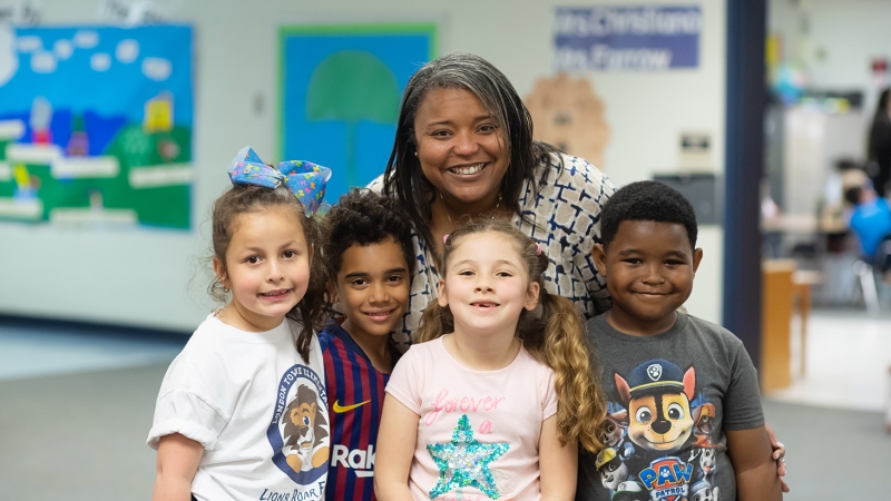 principal with four students