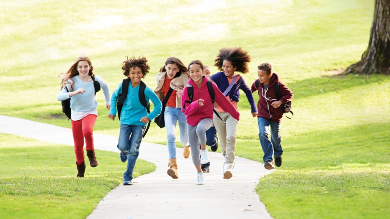 Students running outside