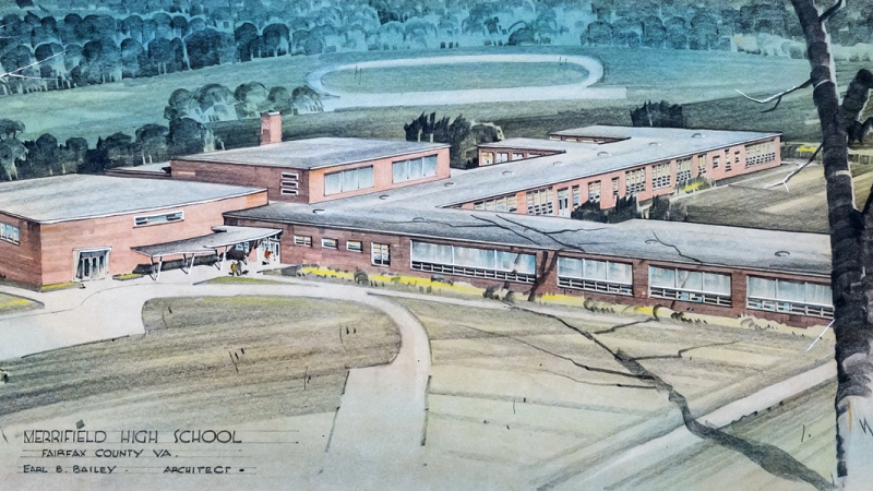 Architect rendering of the front exterior of Luther Jackson High School.