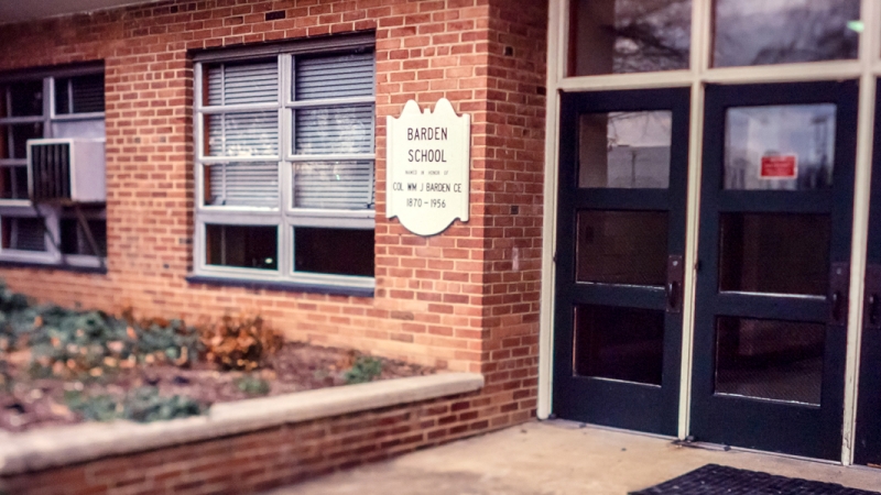 Photograph of the main entrance of Barden Elementary School.