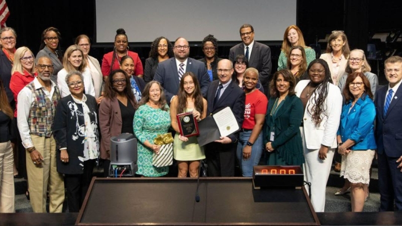 School Board with Sofia Lelmini, recipient of the 2023 Laura Ashley Piper Scholarship