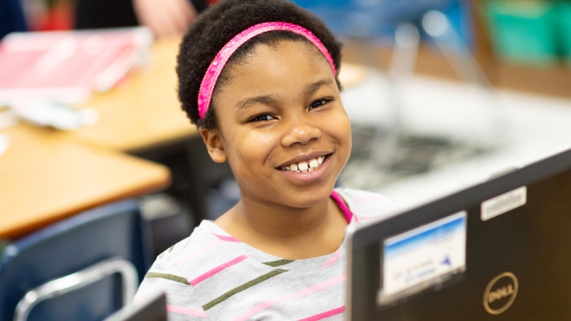 girl at desk