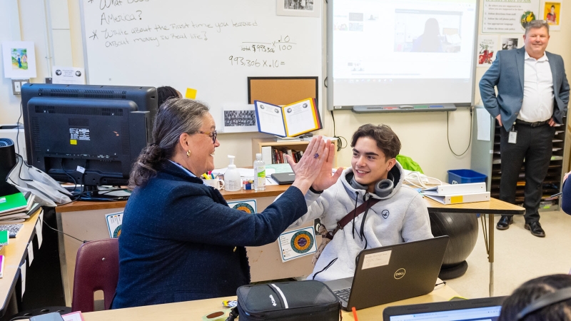 Dr. Reid with Mountain View student