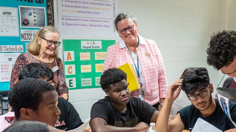 Superintendent with Mount Vernon Students