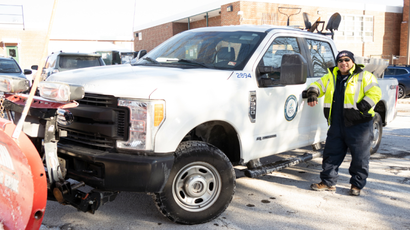 FCPS employee Ever Menjivar-Diaz with a snow plow