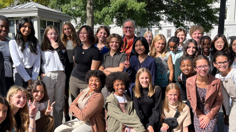 Dr. Reid with Twain MS students for the Girls Leading Change convening