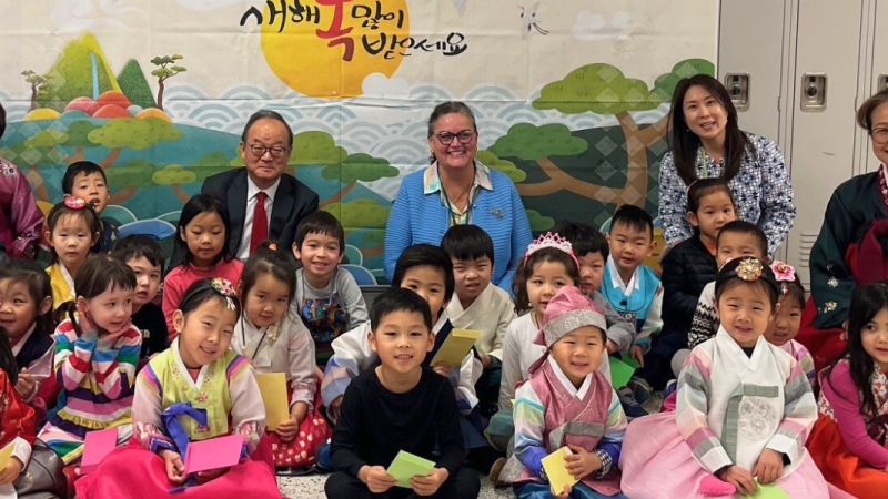 Dr. Reid celebrates Korean New Year at Kilmer MS