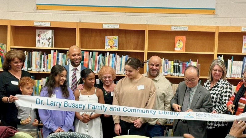 Dr. Reid at the dedication of the Dr. Larry Bussey Family and Community Library