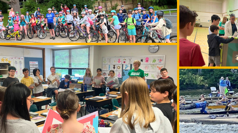 A collage of Dr. Reid with FCPS students and staff at various events