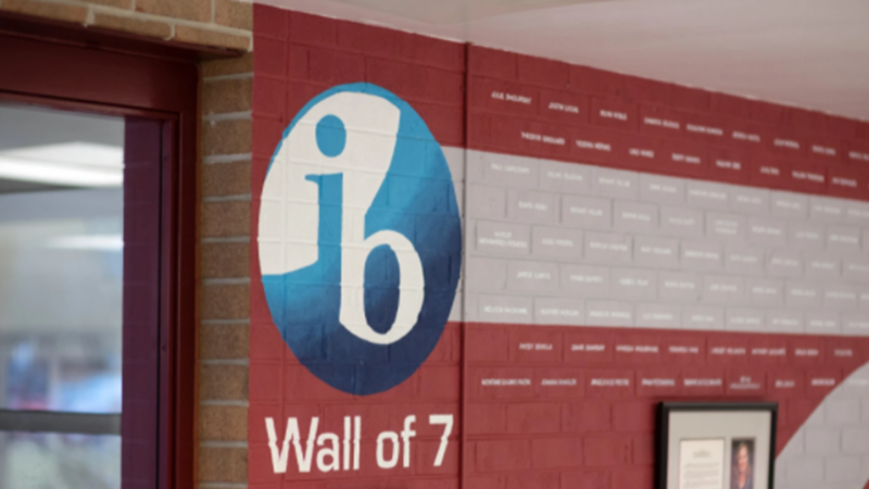 International Baccalaureate symbol painted on a wall