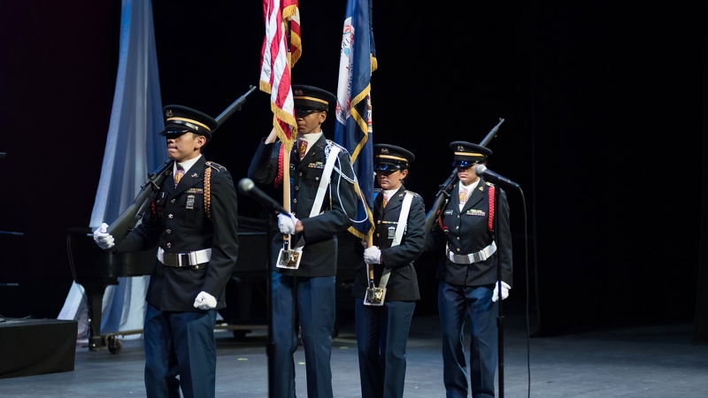 ROTC group with flags
