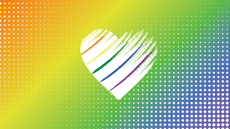 image of a heart with a rainbow background