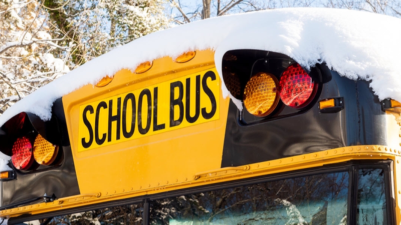 school bus with snow