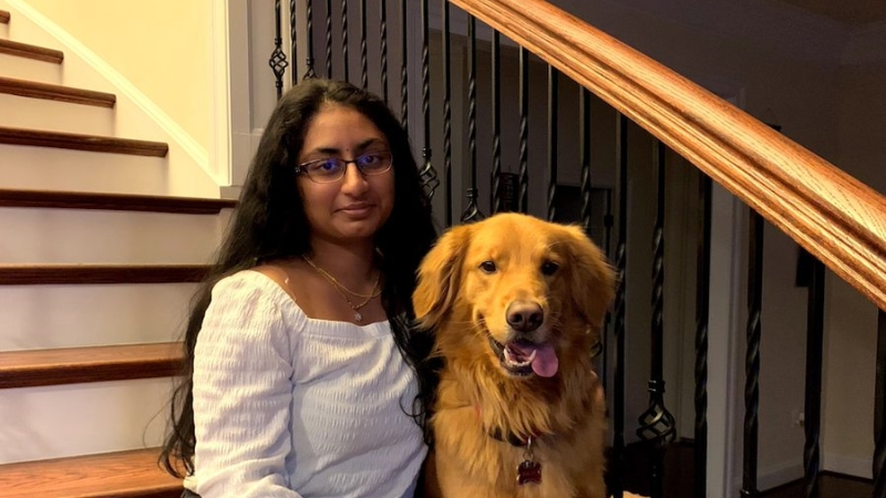 Prasidha Padmanabhan with her dog. 