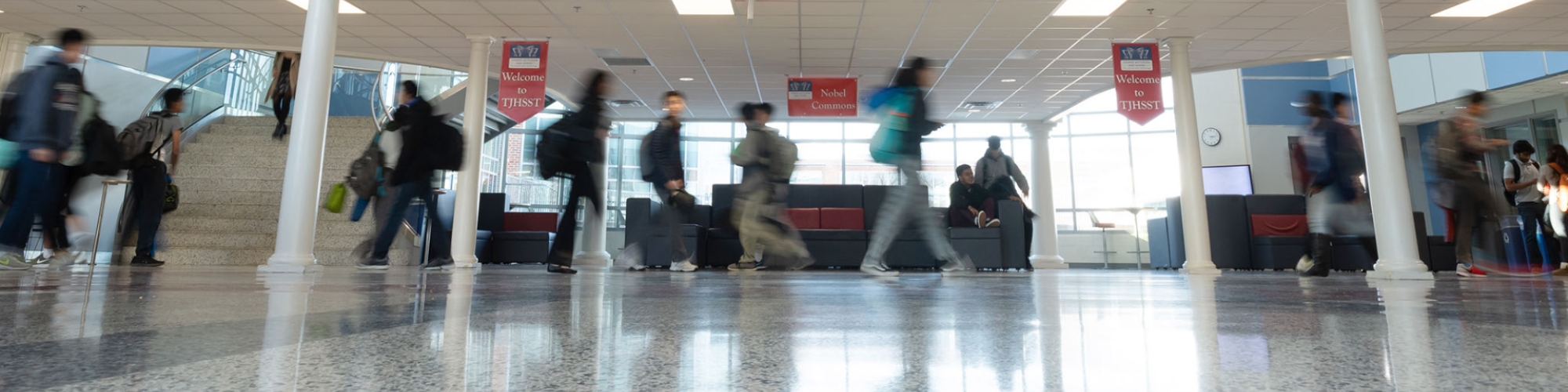 students walking the hallways at Thomas Jefferson HS