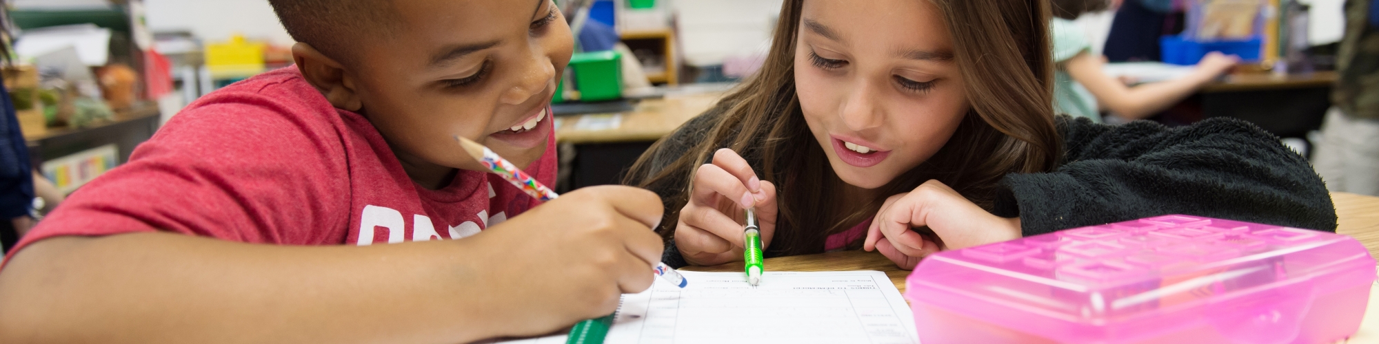 two students working together