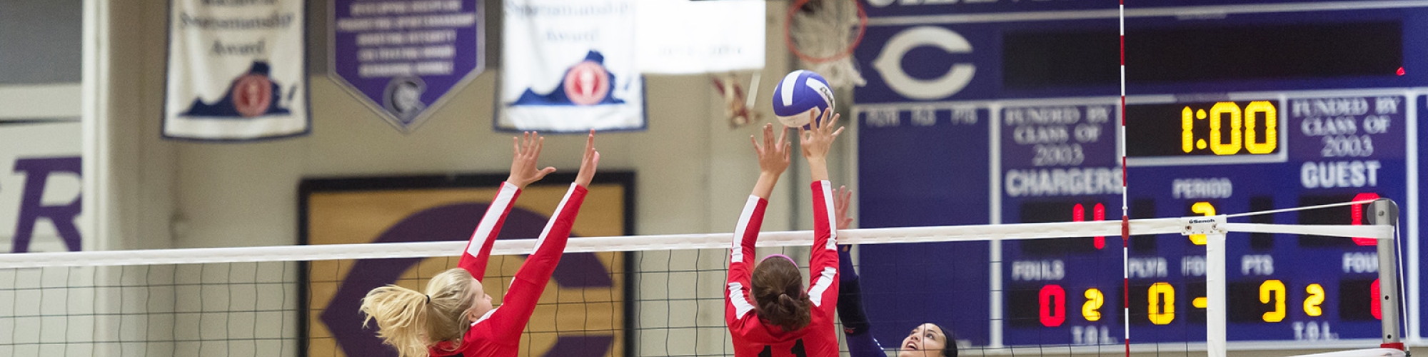 Girls playing volleyball