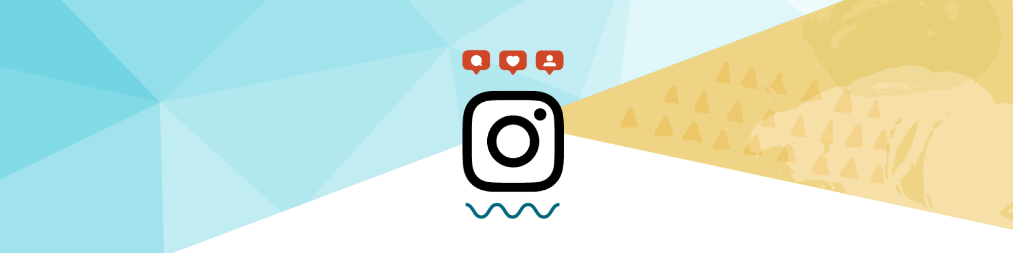 Geometric and illustrative graphic with Intstagram icon