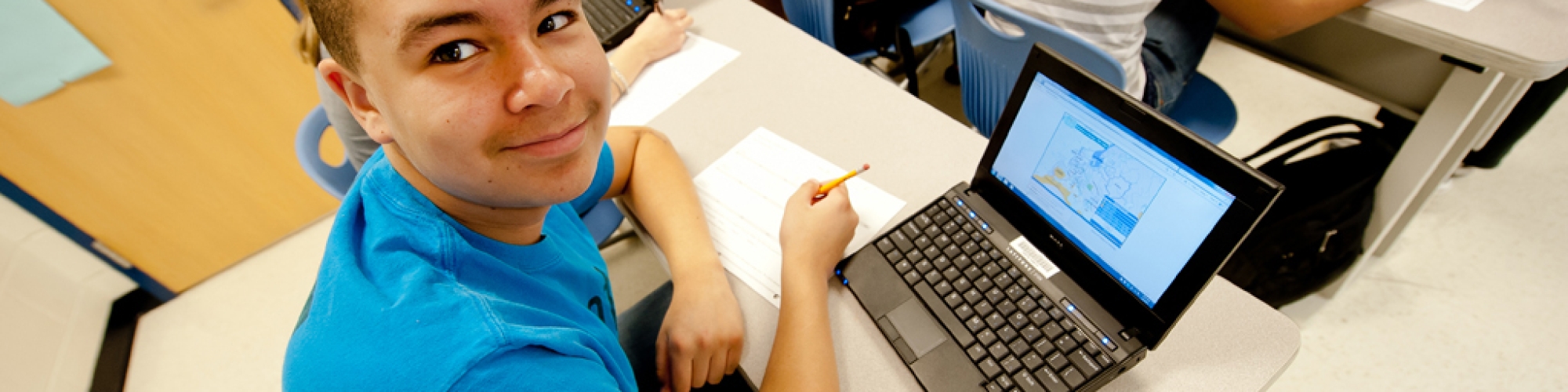 Student studying online.