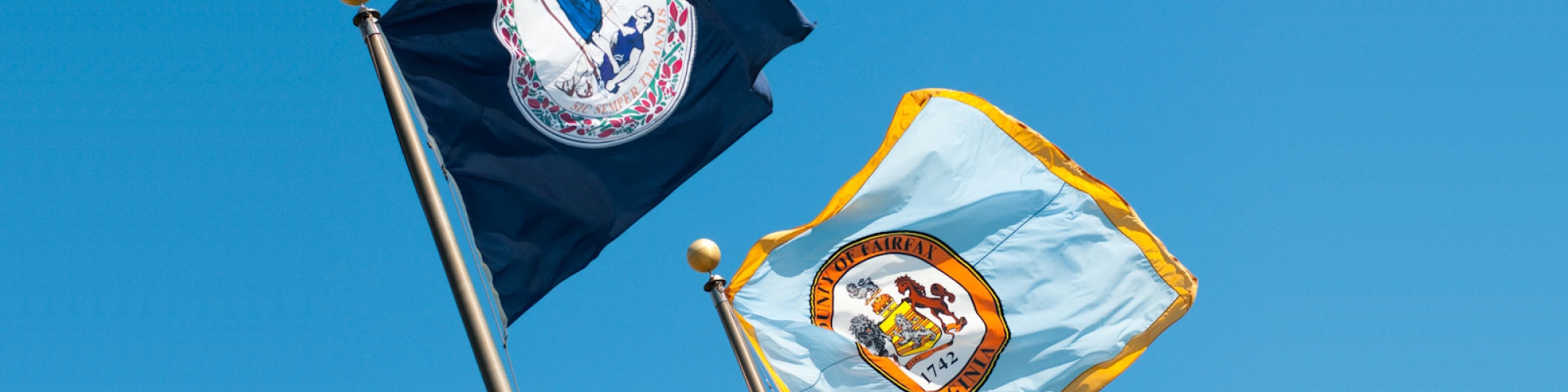 Virginia state and Fairfax county flags