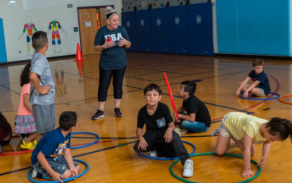 Special education students in gym class